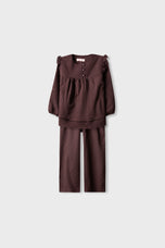 Girls Burgundy Jacquard Lace Co-ord Set