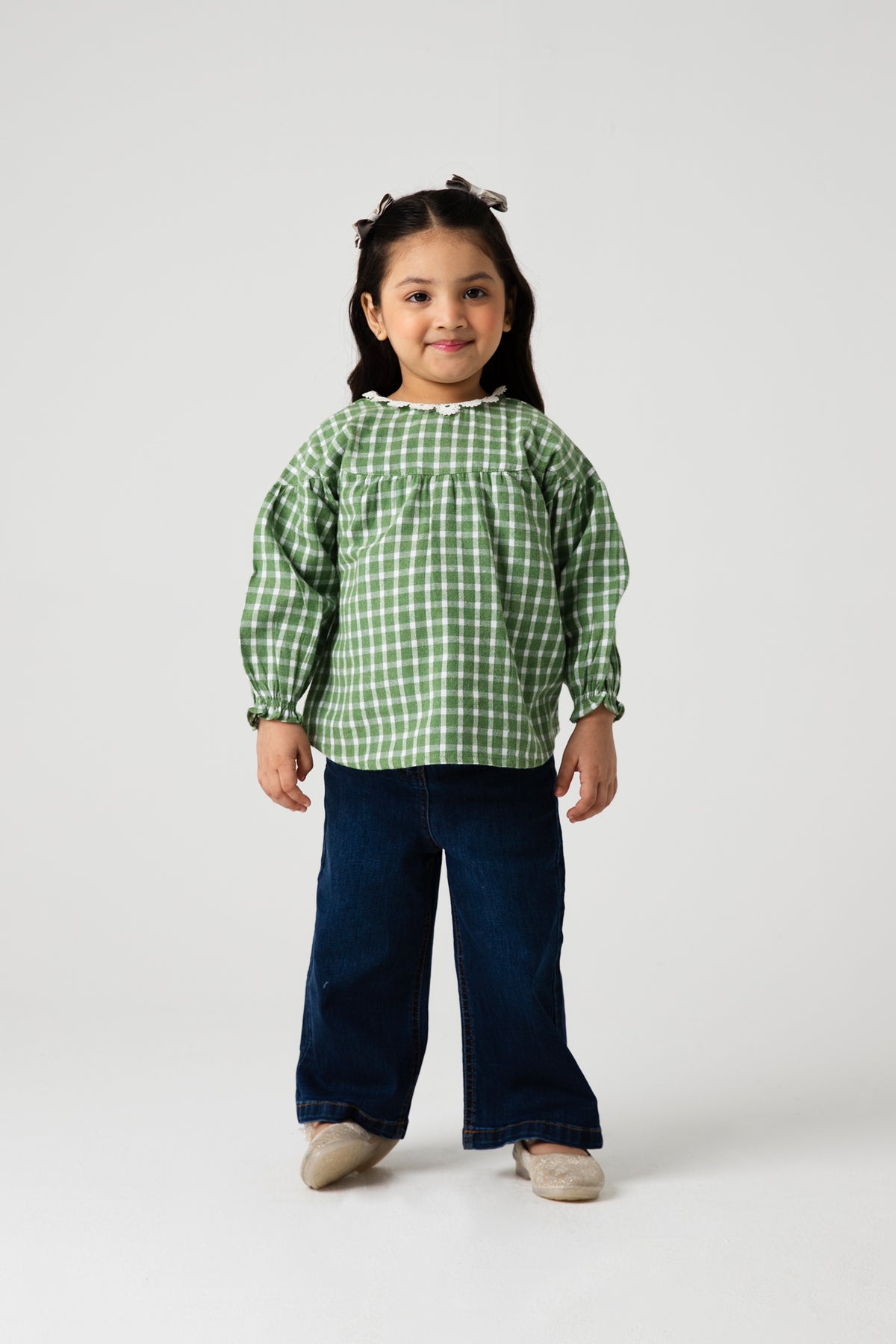 Evergreen Lace Check Flannel Top
