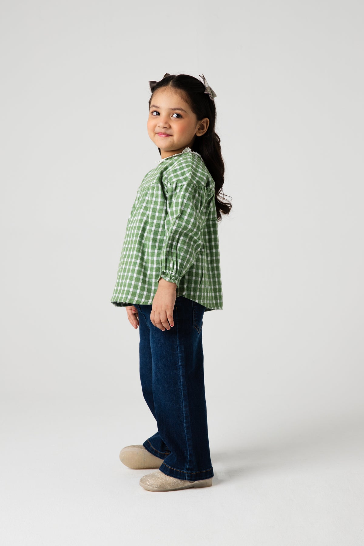 Evergreen Lace Check Flannel Top