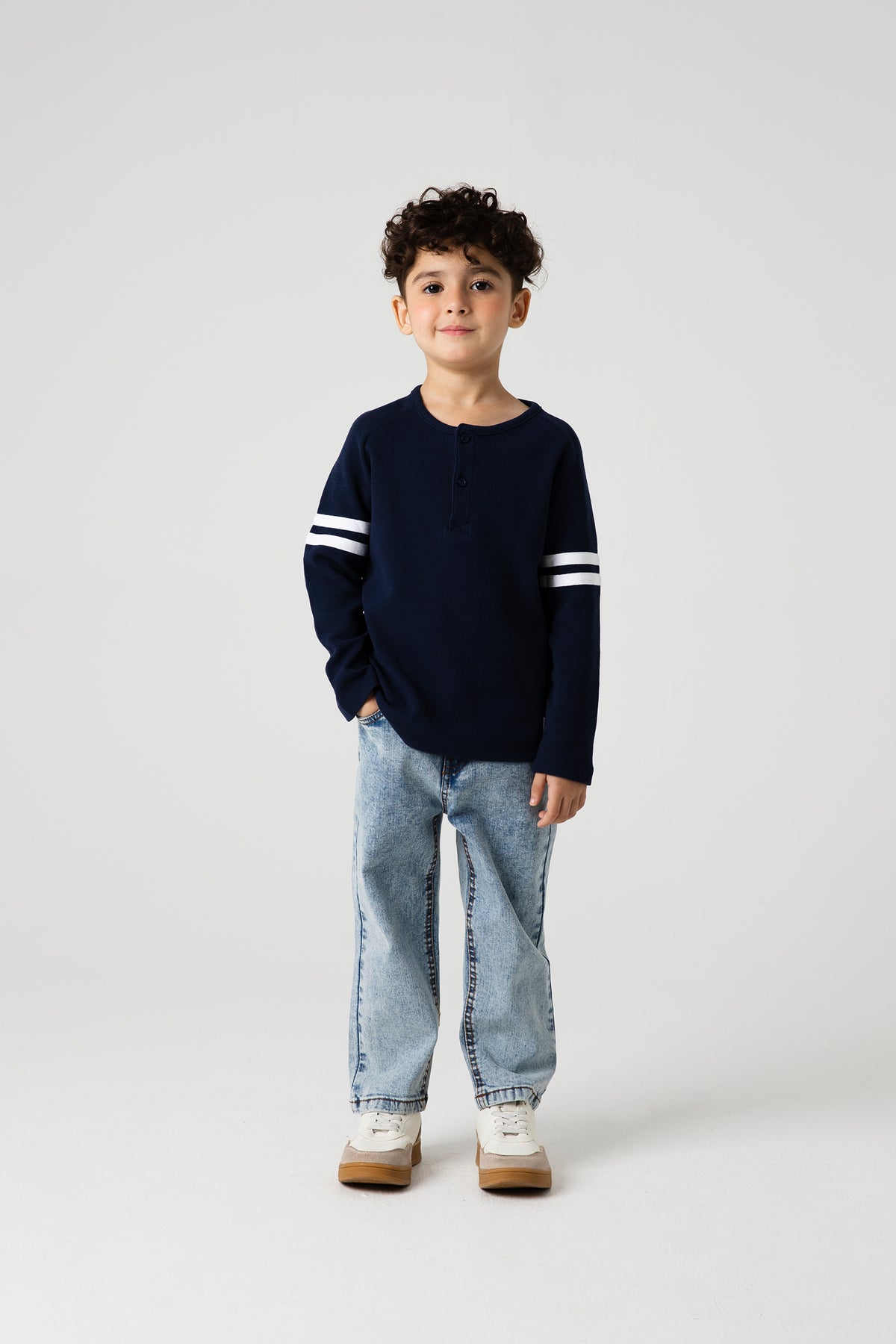 Boys Varsity Stripe Raglan Waffle Tee