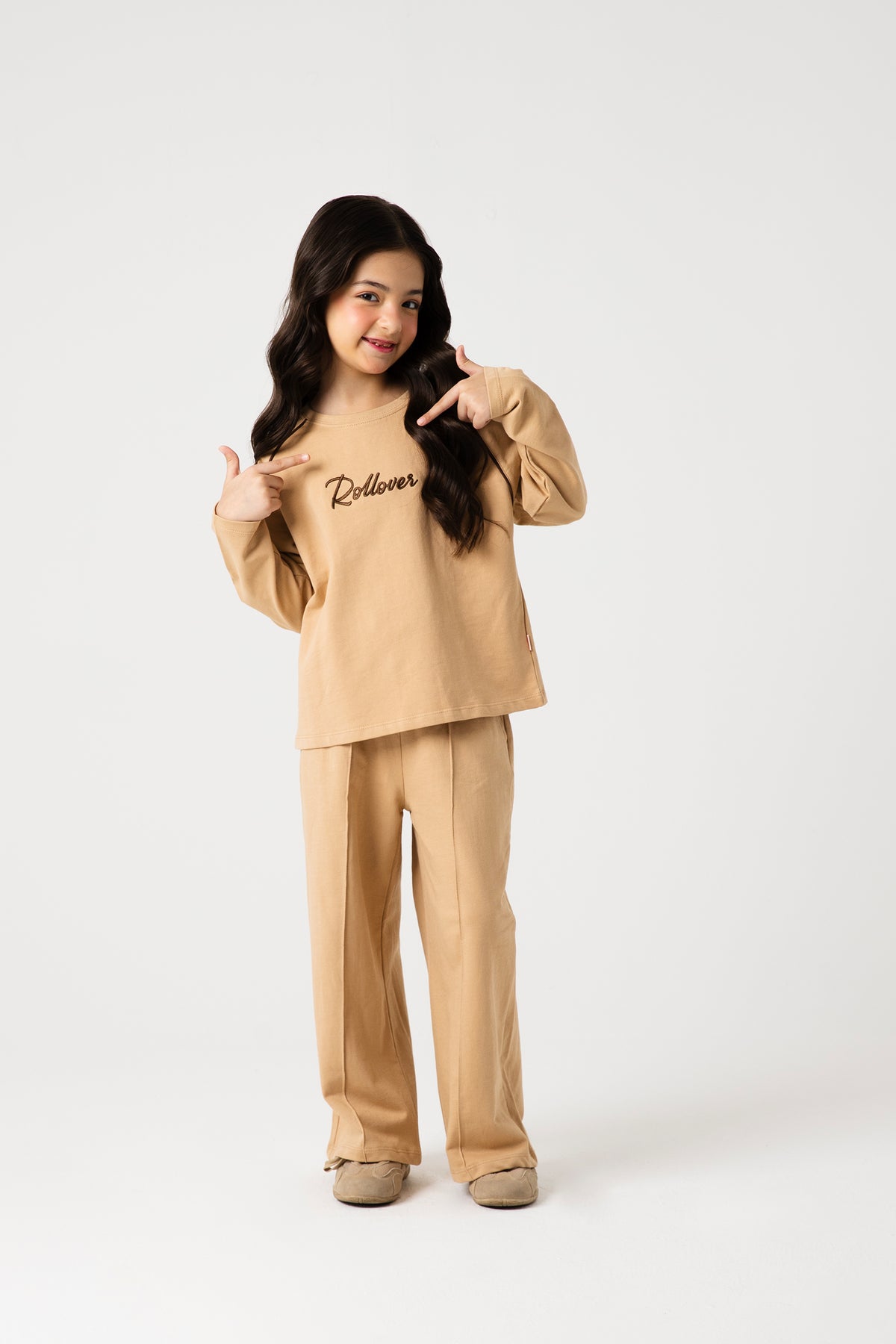 Girls Beige Motion Relaxed Co-ord Set