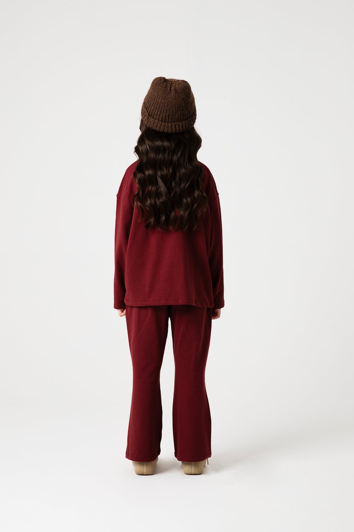 Girls Tiger Choco Maroon Terry Co-ord Set