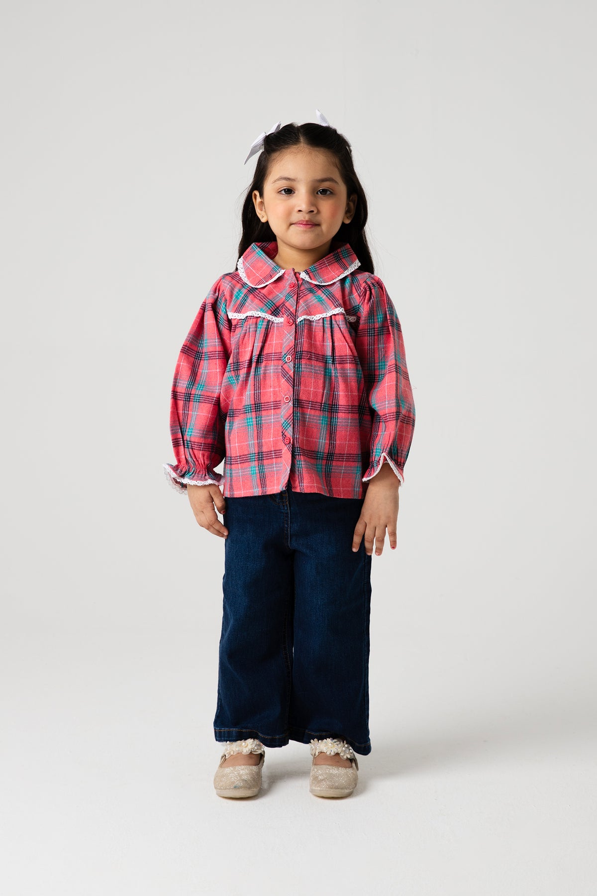 Rosewood Check Lace Flannel Top
