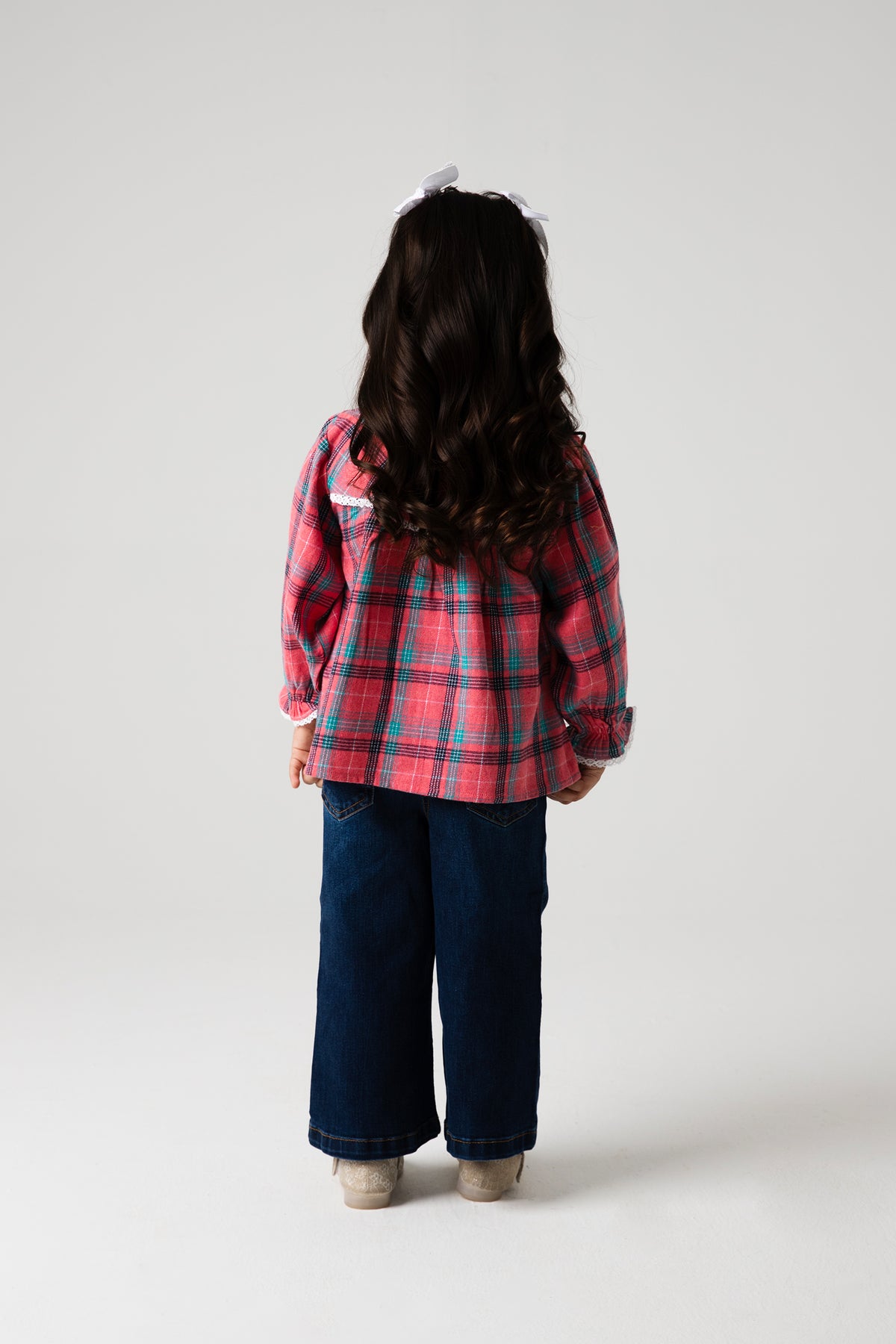 Rosewood Check Lace Flannel Top