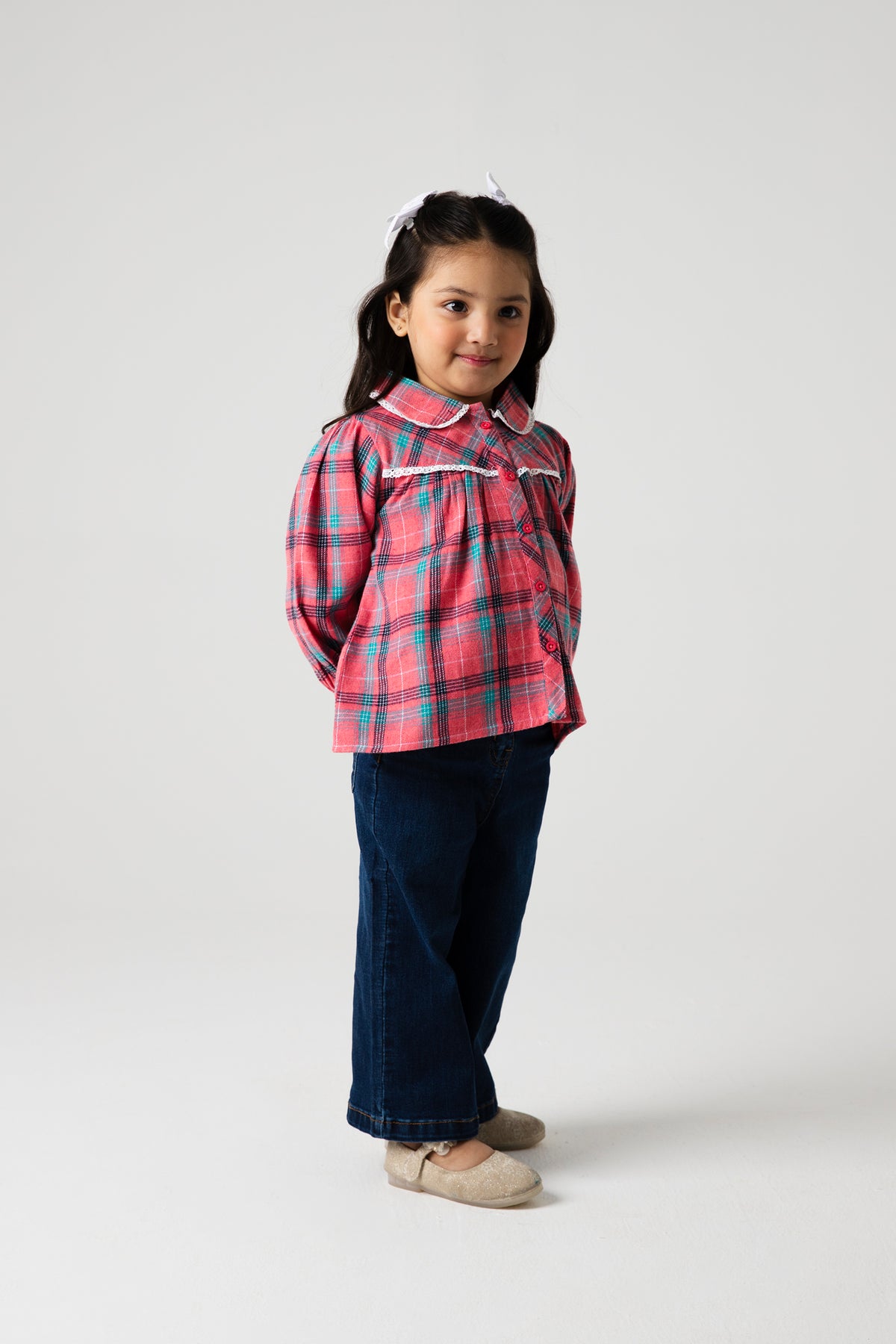 Rosewood Check Lace Flannel Top