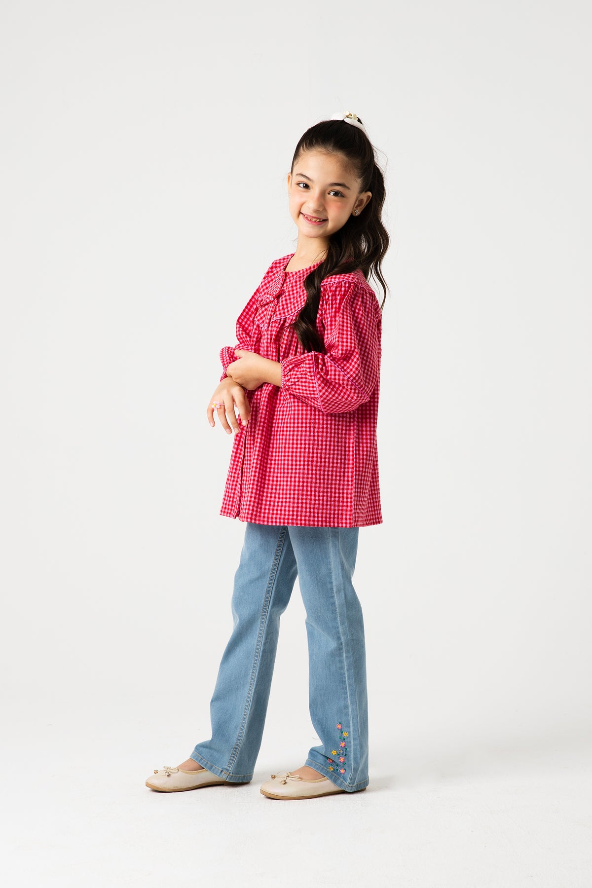 Ruby Gingham Bow Cotton Top