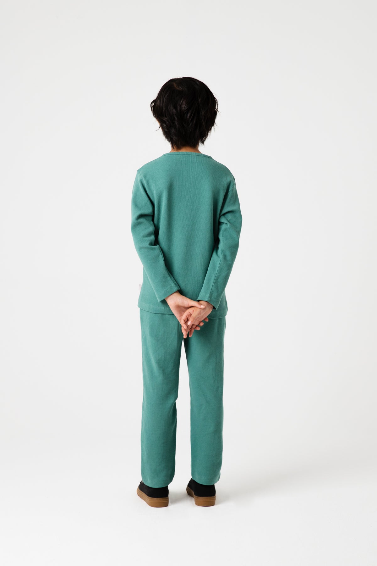 Boys Green Henley Waffle Co-ord Set