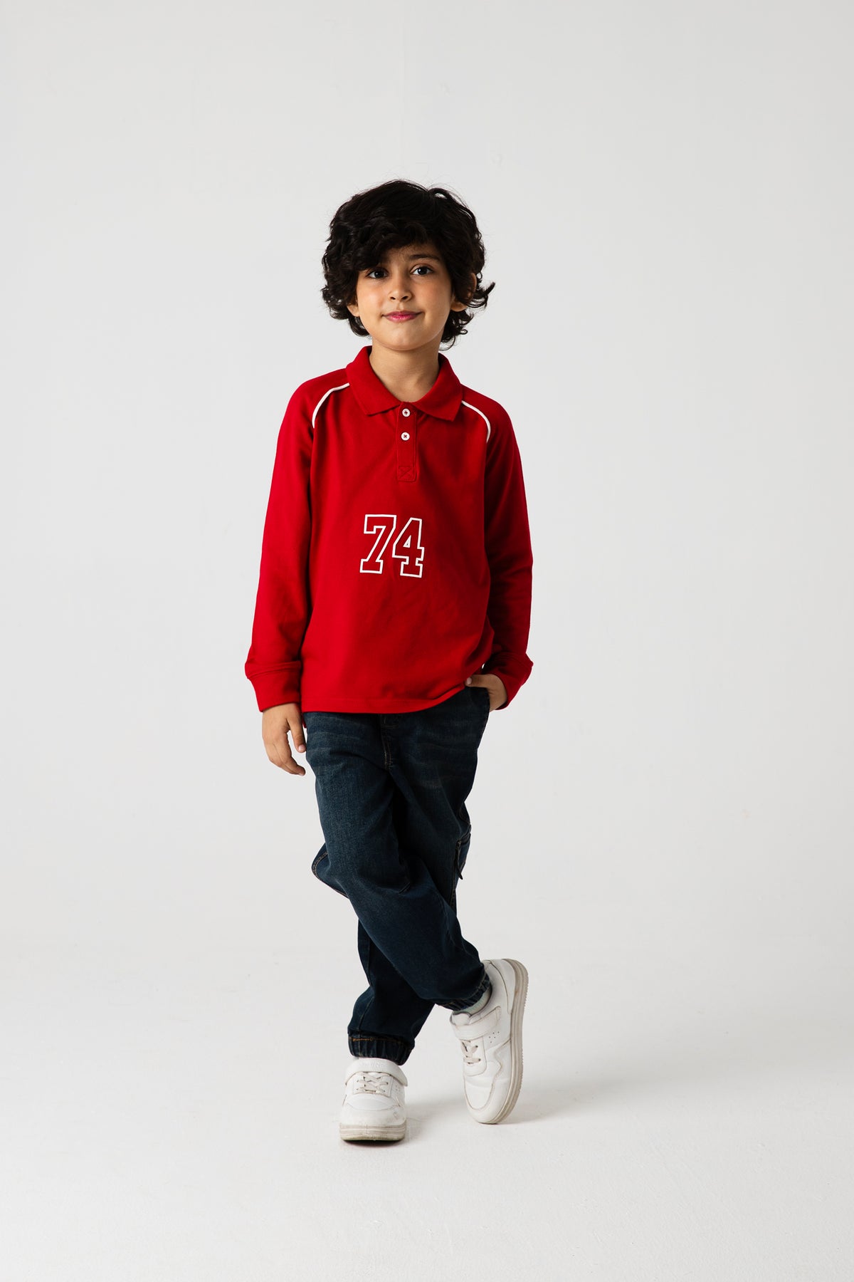 Boys Bold Red Athletic Raglan Polo