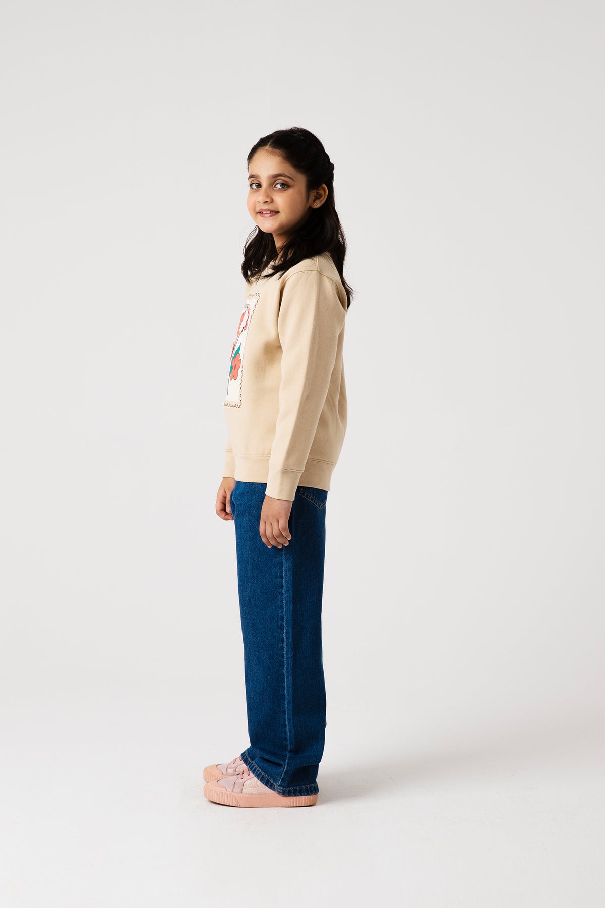 Girls Floral Frame Fleece Sweatshirt