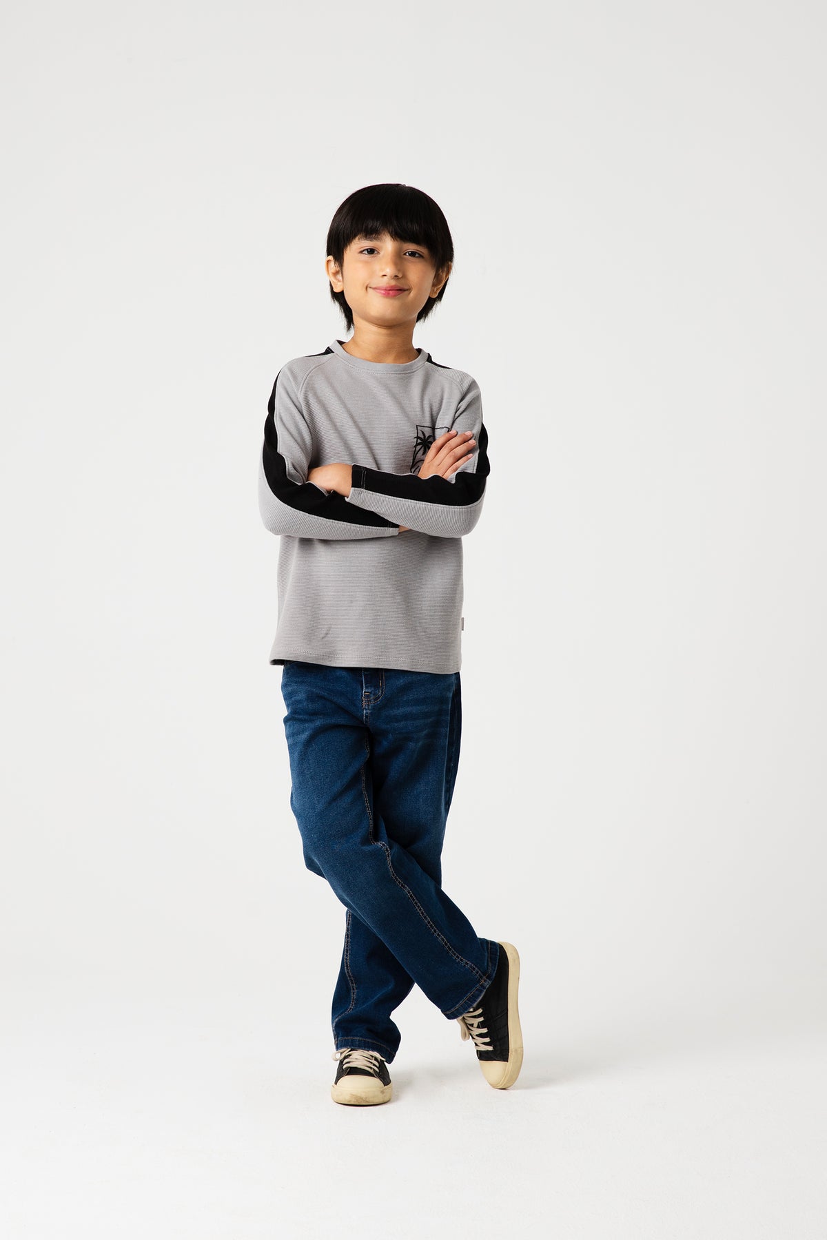 Boys Shadow Grey Raglan Tee