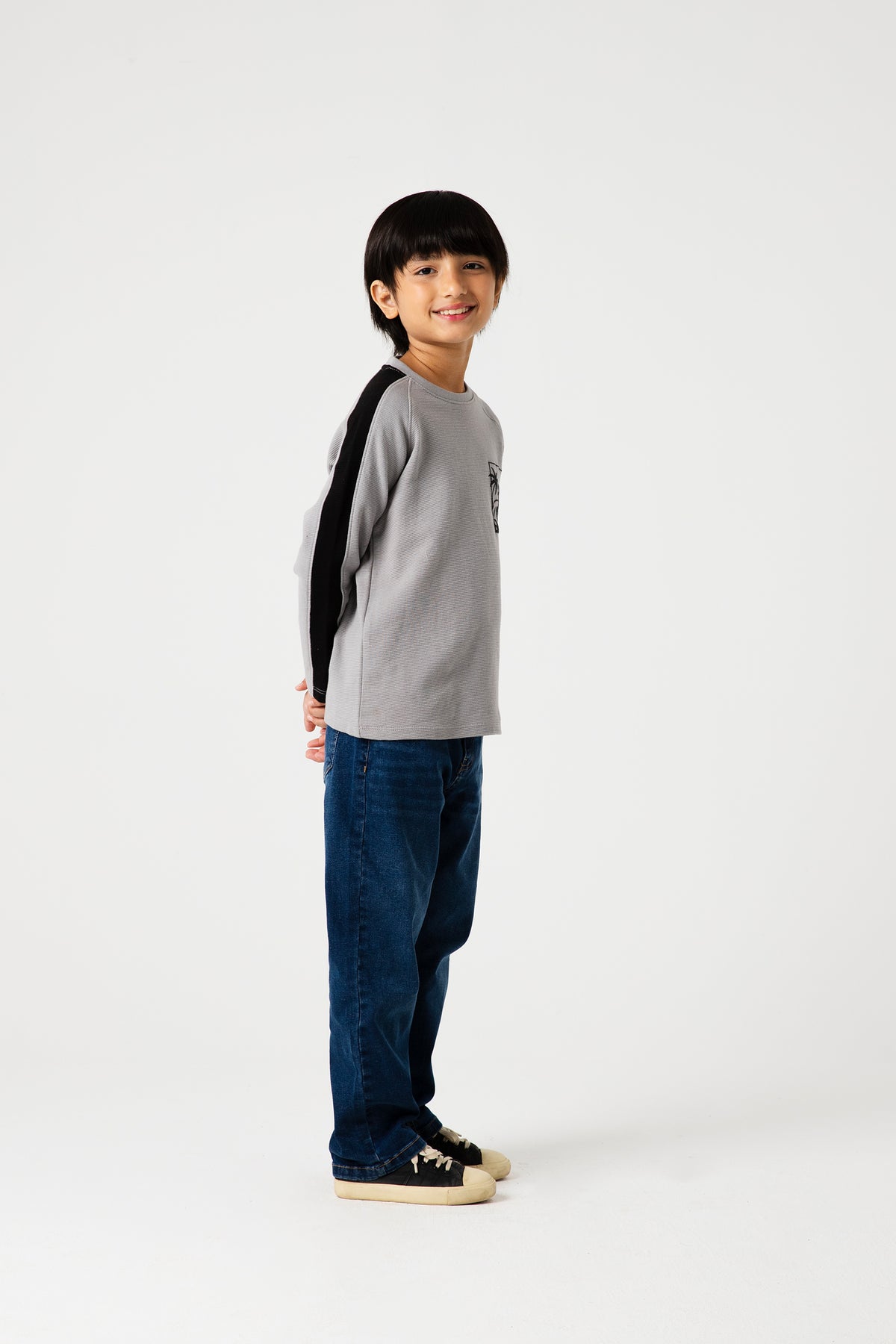 Boys Shadow Grey Raglan Tee