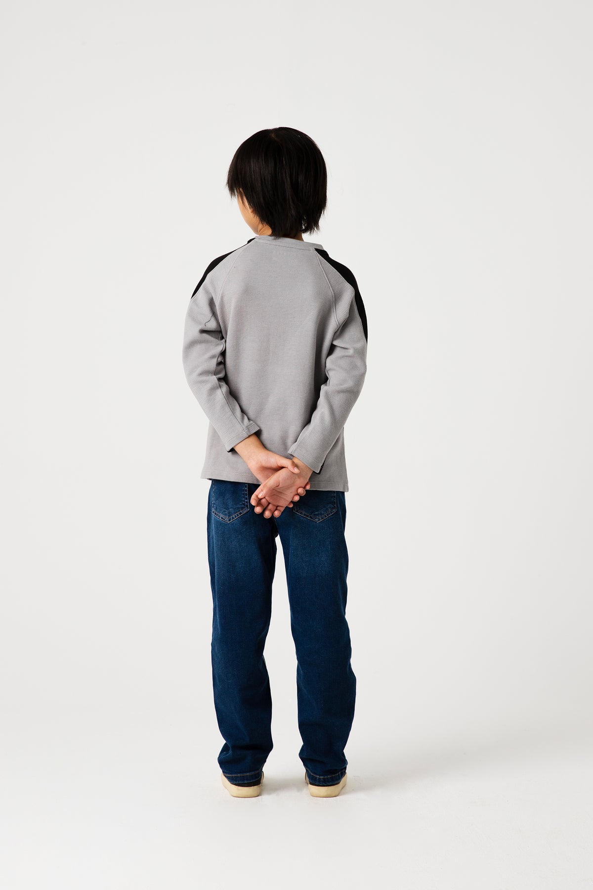 Boys Shadow Grey Raglan Tee