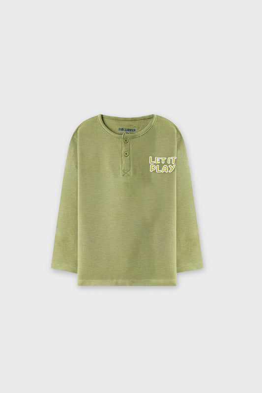 Boys Olive Play Henley Tee