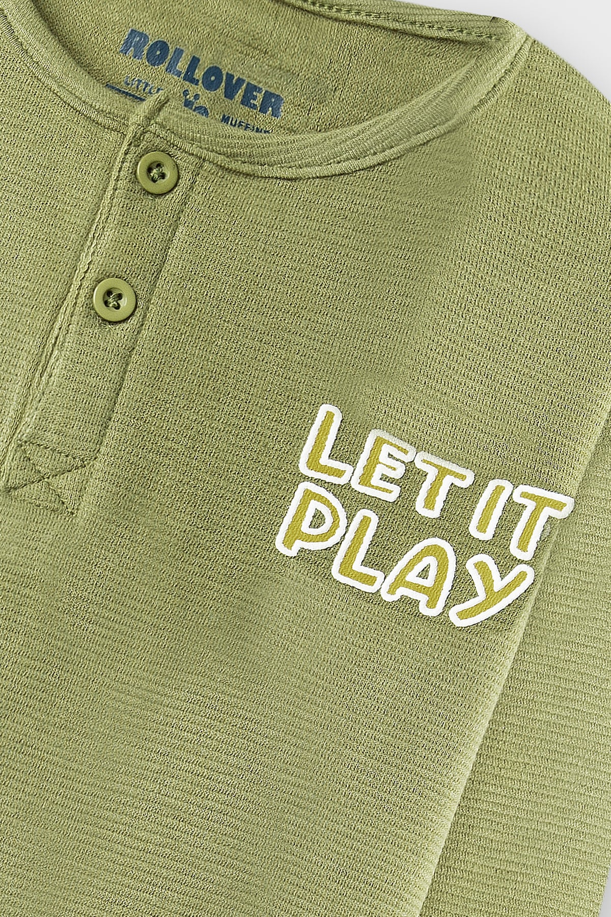 Boys Olive Play Henley Tee
