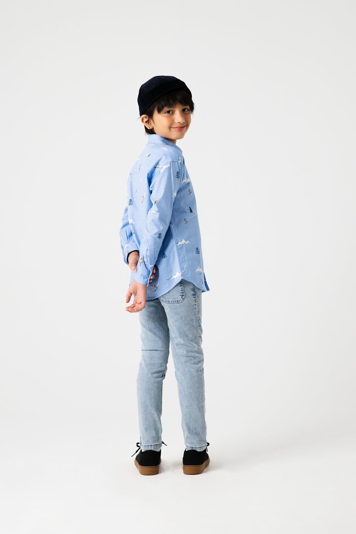 Boys Sky Trail Printed Cotton Shirt