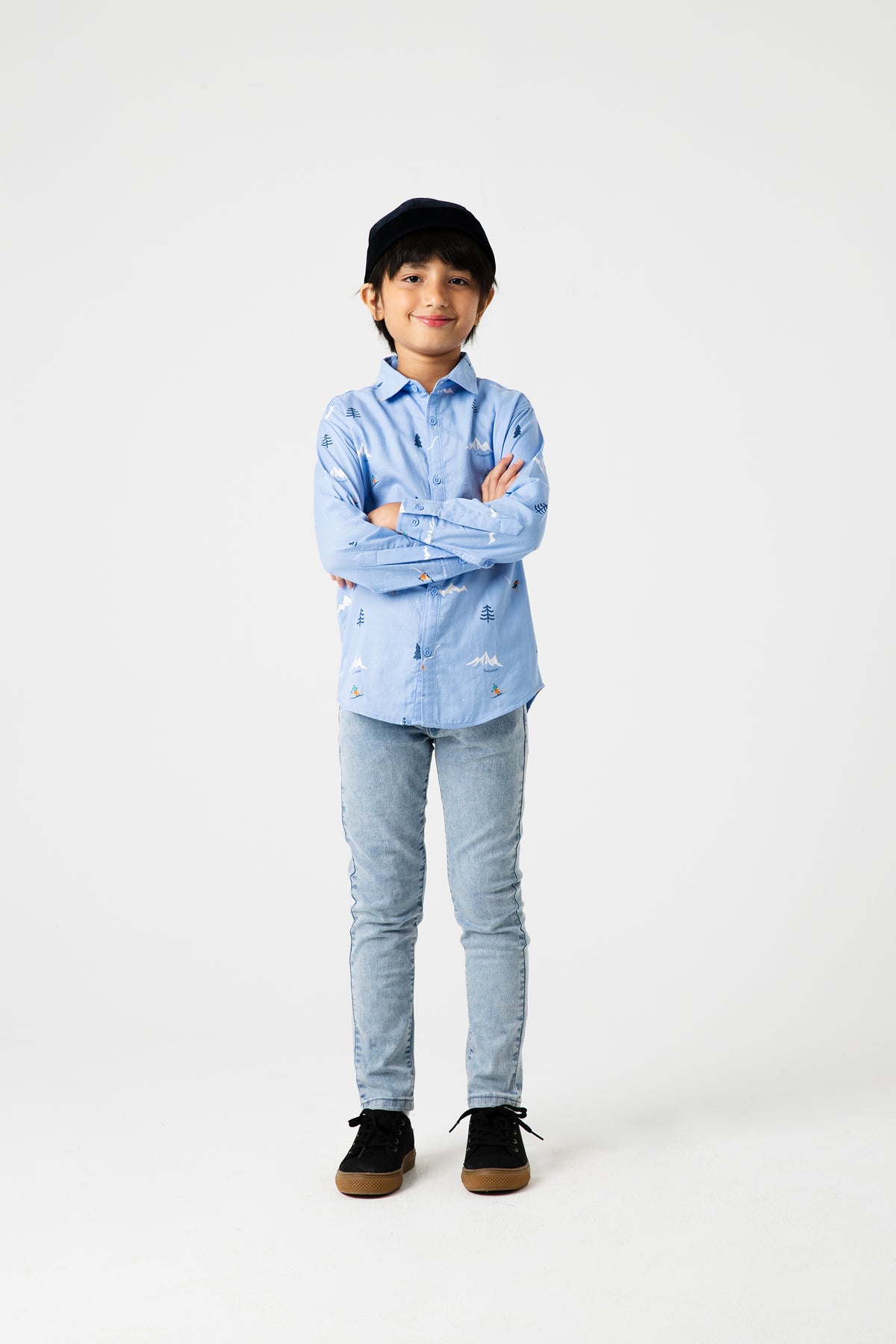 Boys Sky Trail Printed Cotton Shirt
