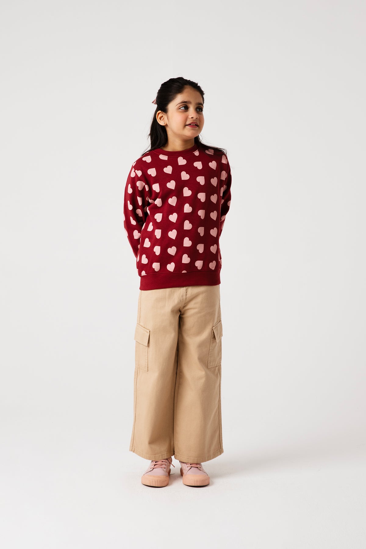 Girls Rosewood Hearts Fleece Sweatshirt