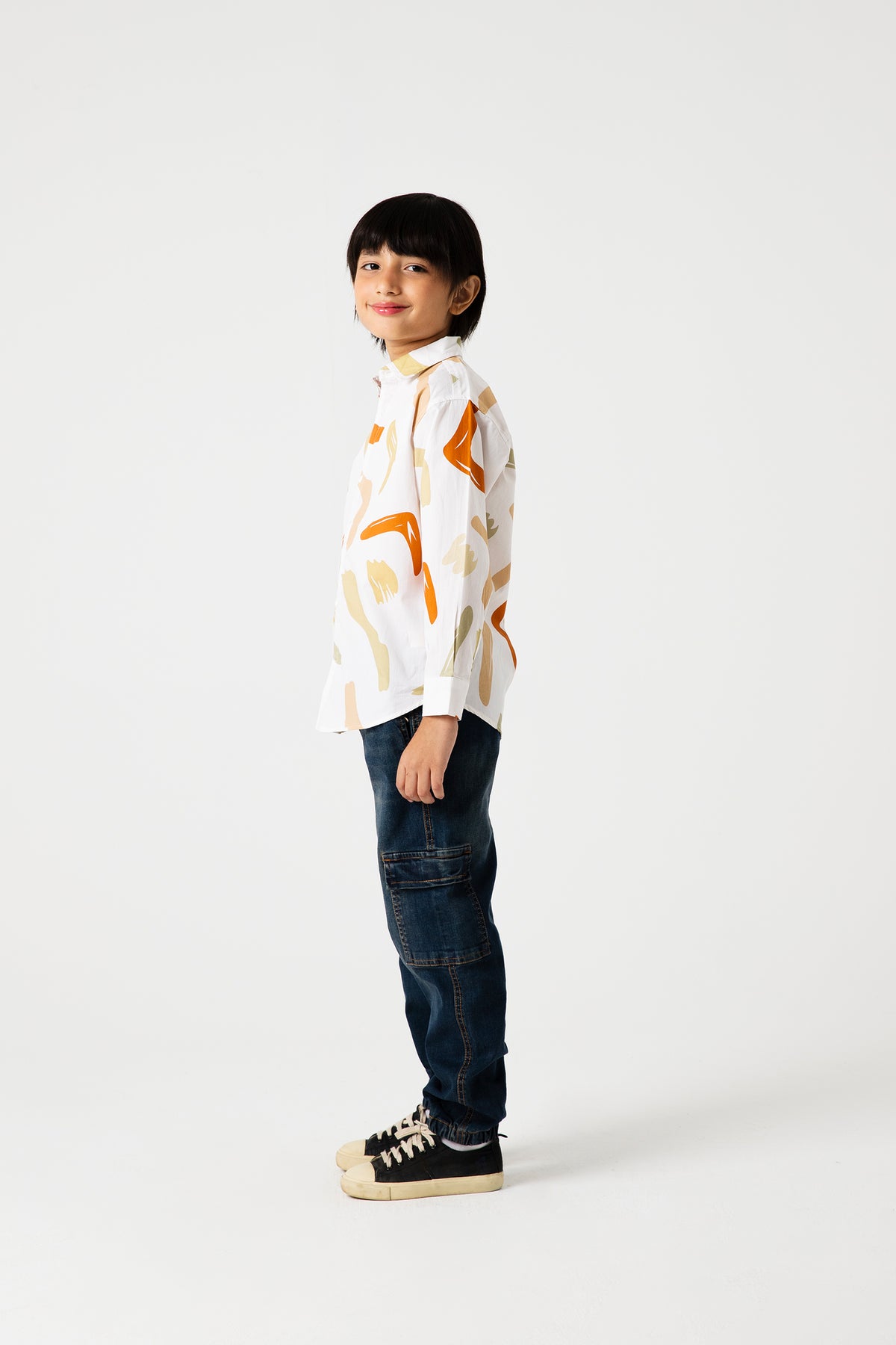 Boys Artisan Stroke White Cotton Shirt