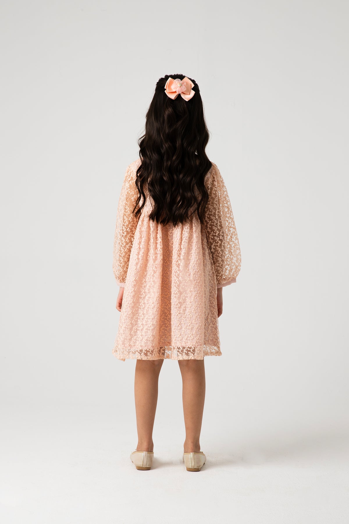 Peach Petal Yoke Net Dress