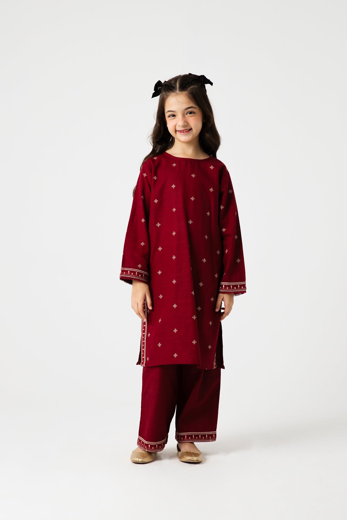Maroon Delicate Embroidered Kurta Set - 2pc