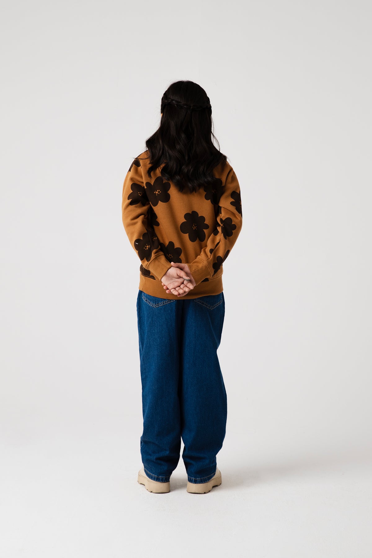 Girls Mocha Daisy Fleece Sweatshirt