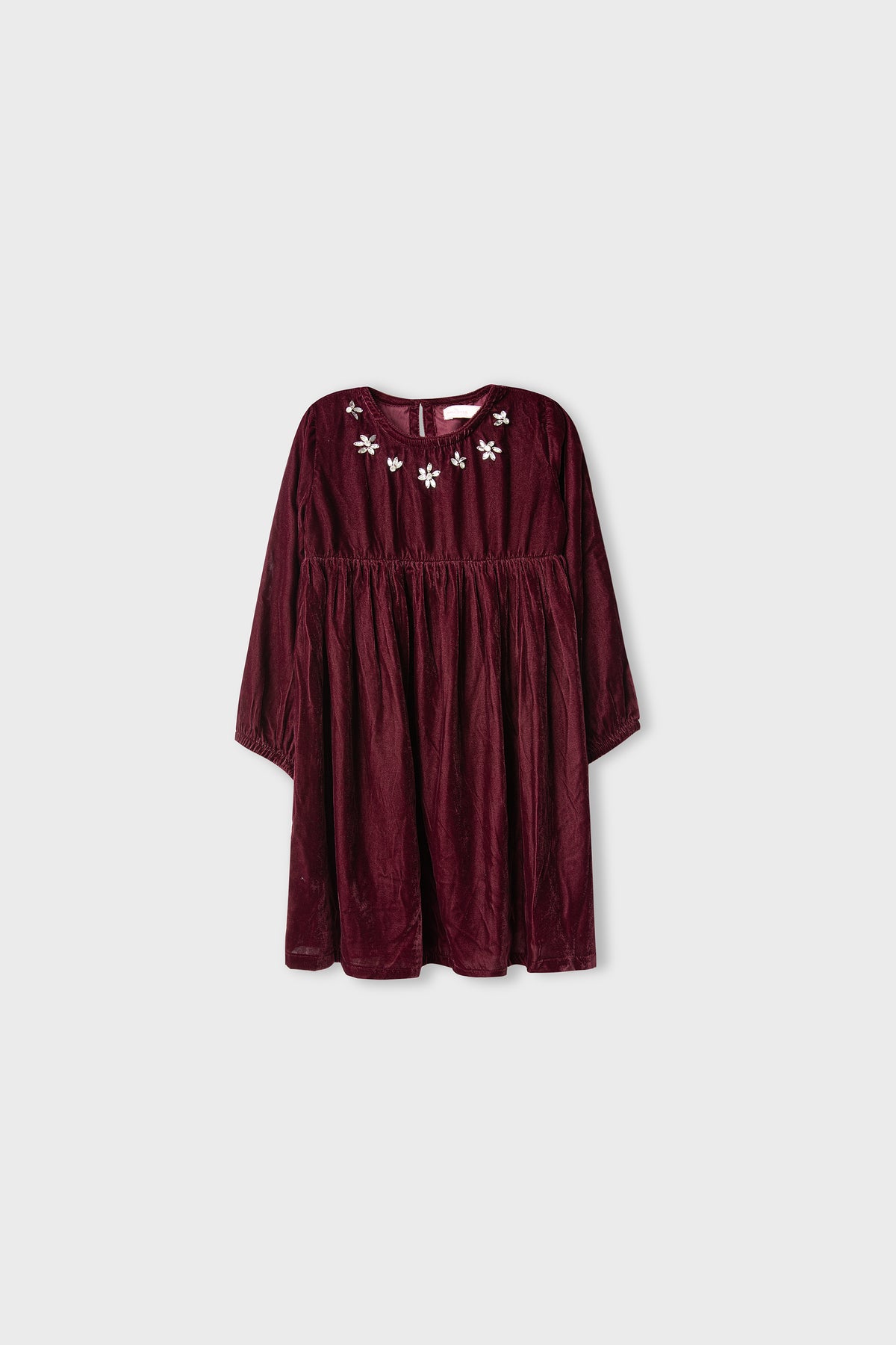 Crimson Luxe Embellished Velvet Dress