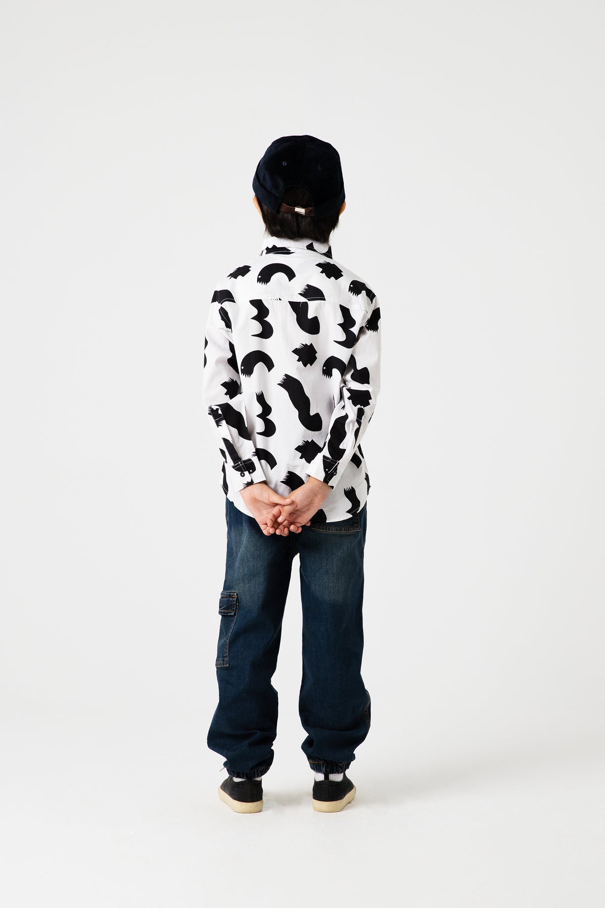 Boys Monochrome Printed Cotton Shirt