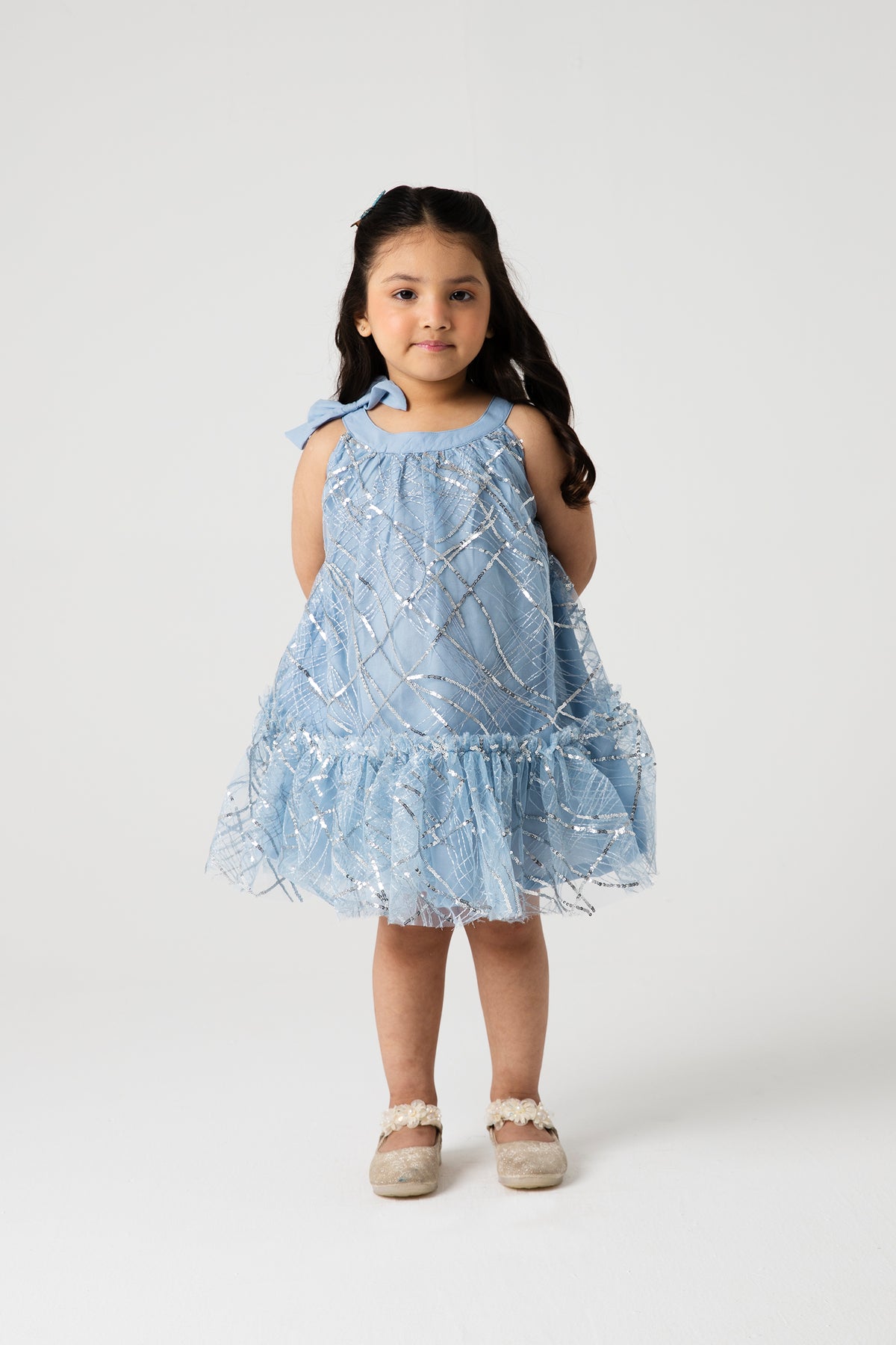 Shimmery Mist Bow Net Dress