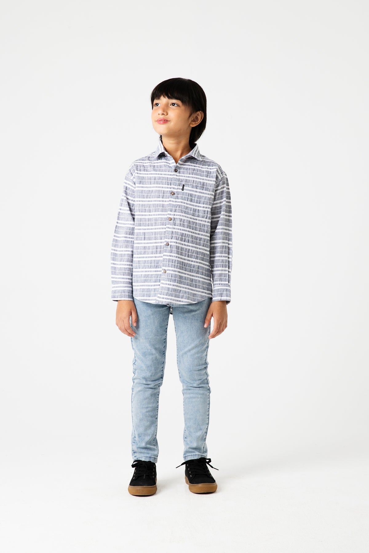 Boys Ash Stripe Casual Cotton Shirt