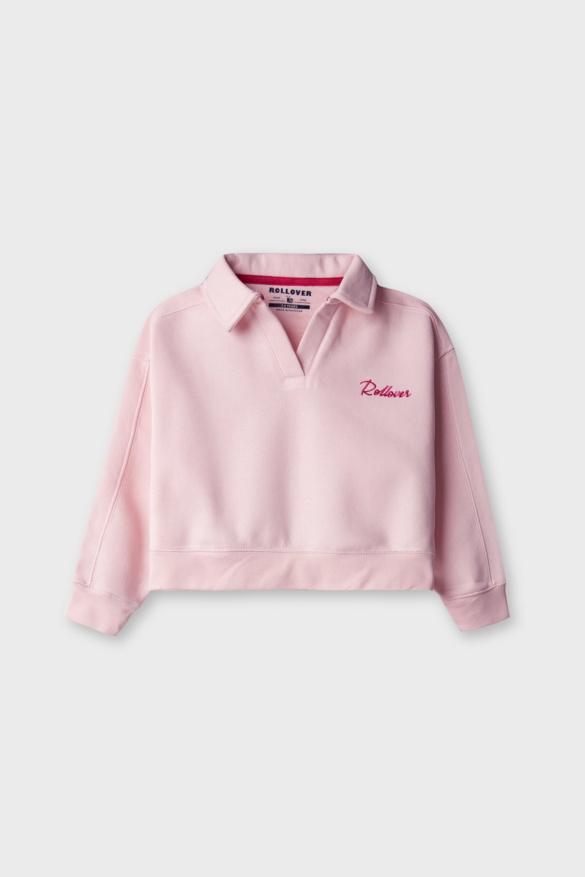 Girls Powder Pink Relaxed Fleece Sweatshirt