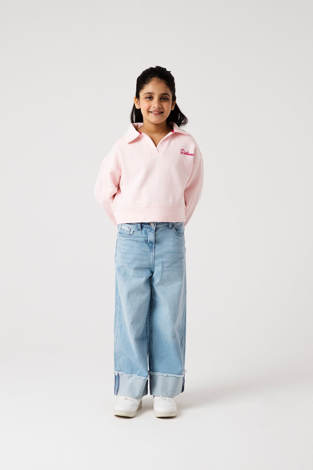 Girls Powder Pink Relaxed Fleece Sweatshirt