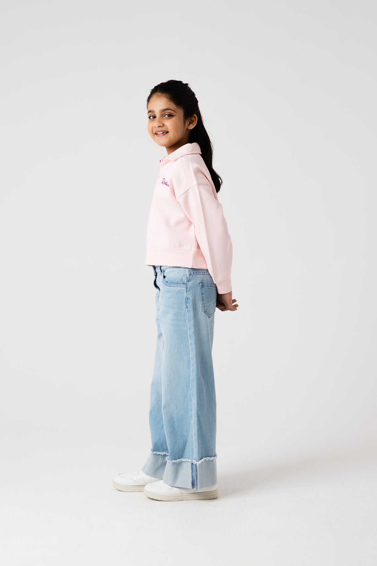 Girls Powder Pink Relaxed Fleece Sweatshirt