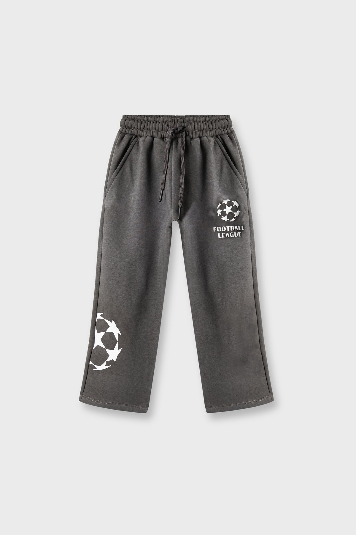 Boys Charcoal Goal Straight Trousers