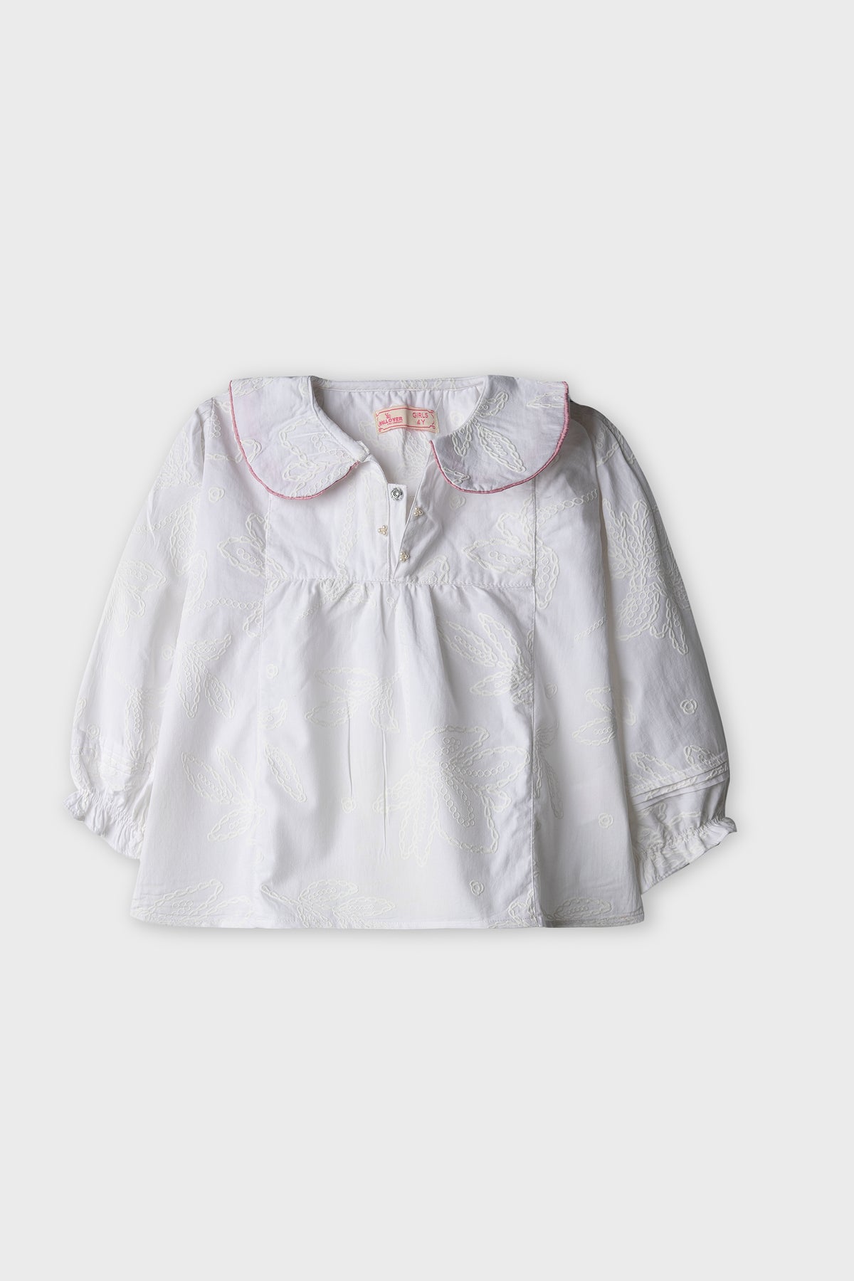 Cloud White Gathered Cotton Top
