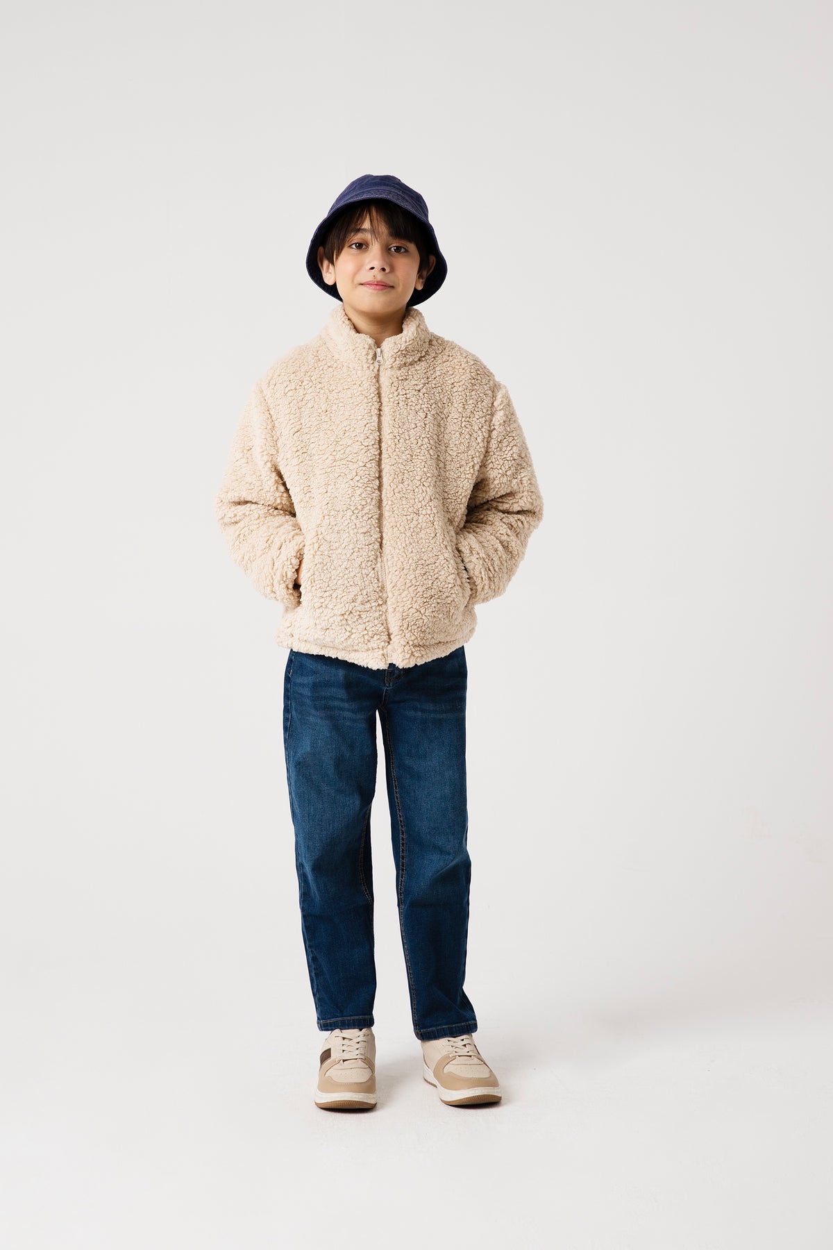 Boys Sandstone Sherpa Beige Jacket