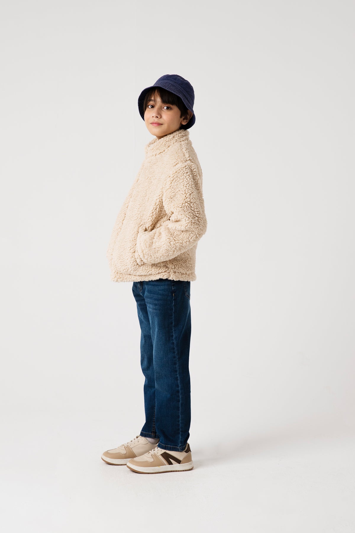 Boys Sandstone Sherpa Beige Jacket