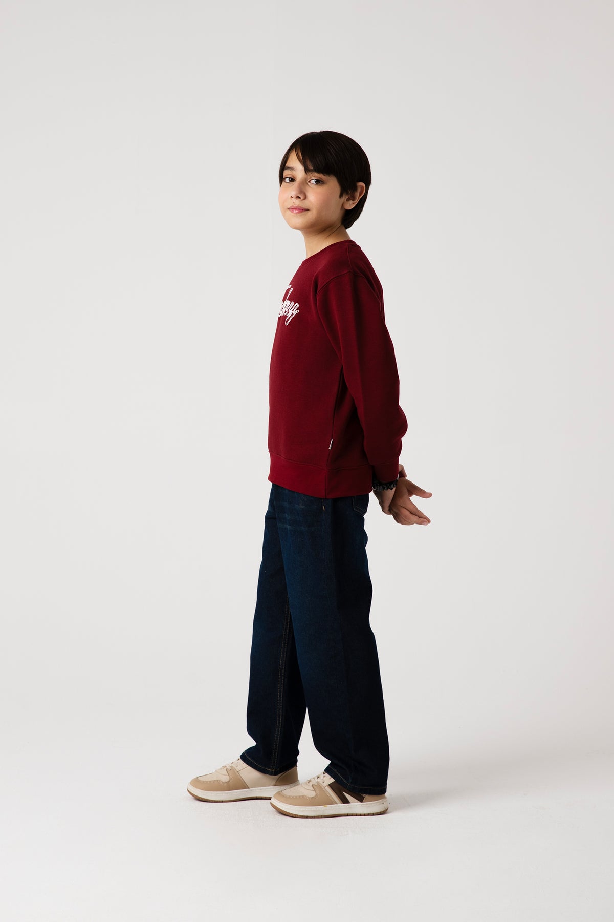 Boys Burgundy Leisure Fleece Sweatshirt