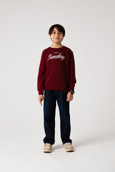 Boys Burgundy Leisure Fleece Sweatshirt