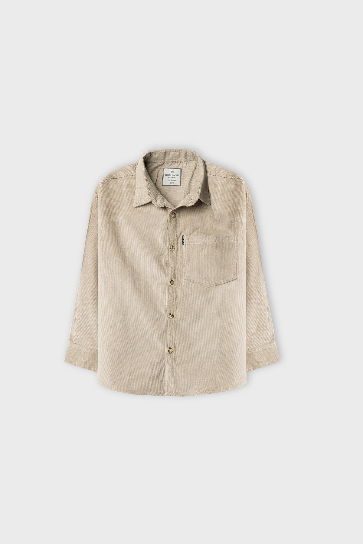 Boys Beige Corduroy Drop Casual Shirt