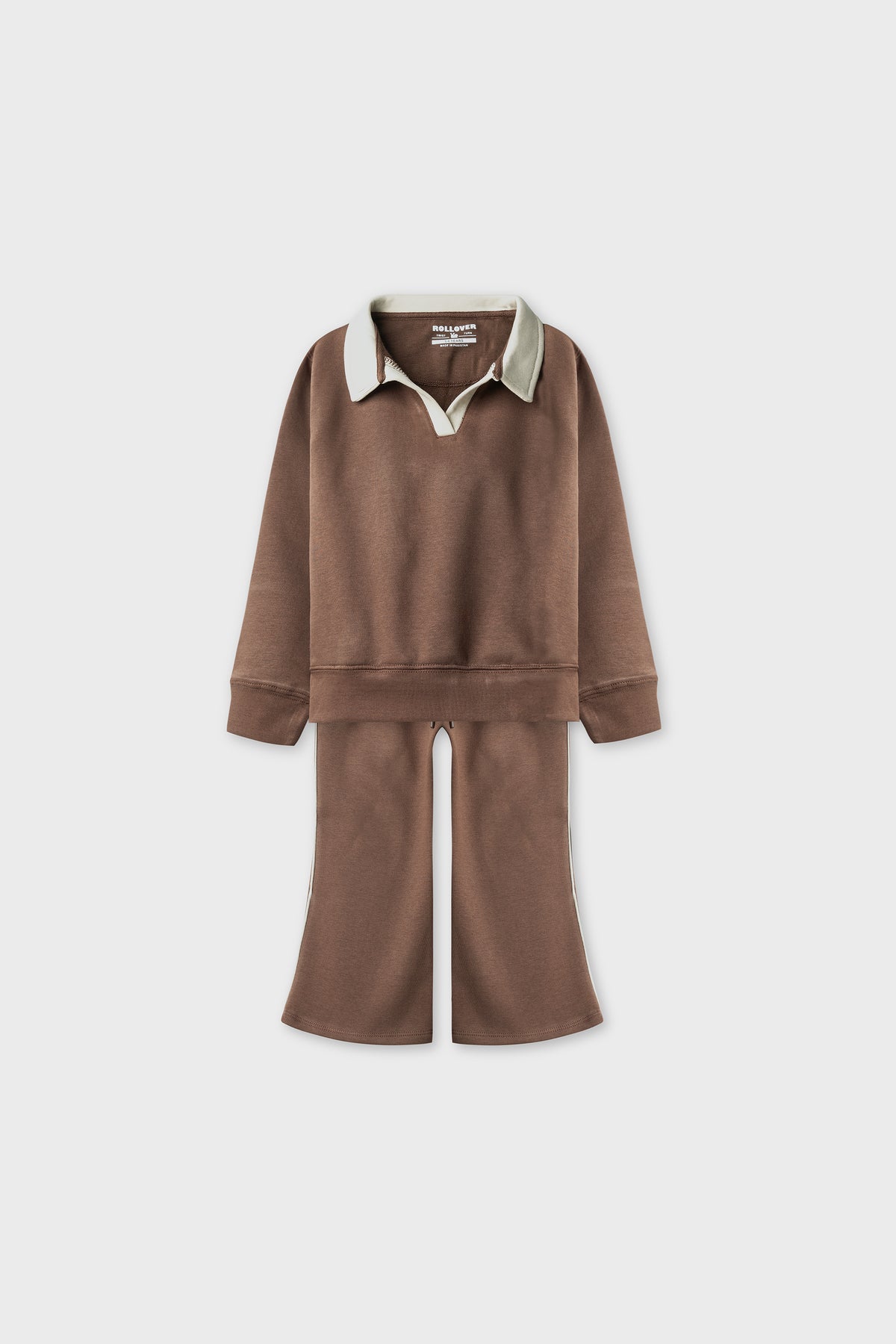 Girls Mocha Collared Fleece Co-ord Set