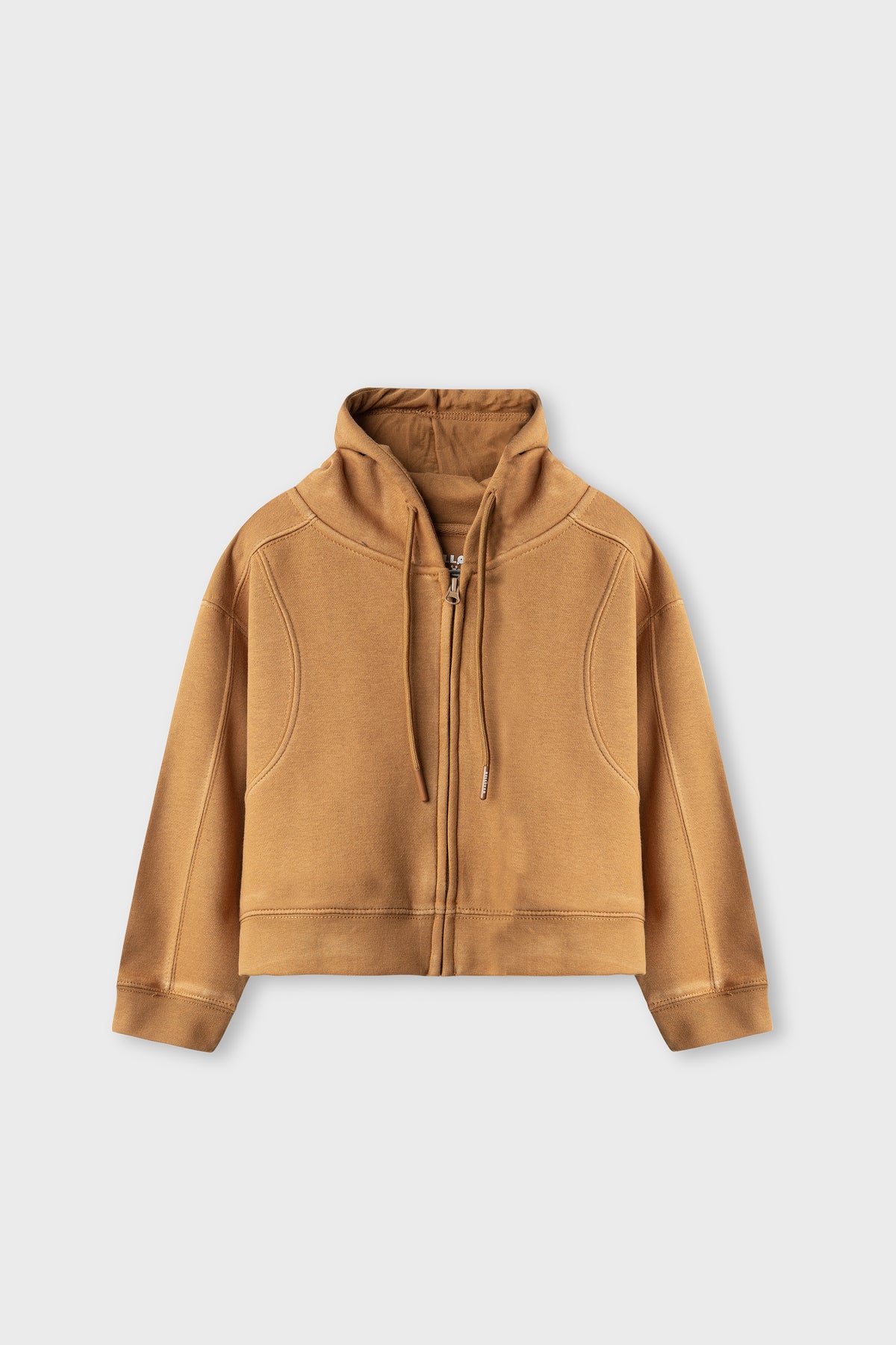 Girls Brown Cropped Fleece Hoodie