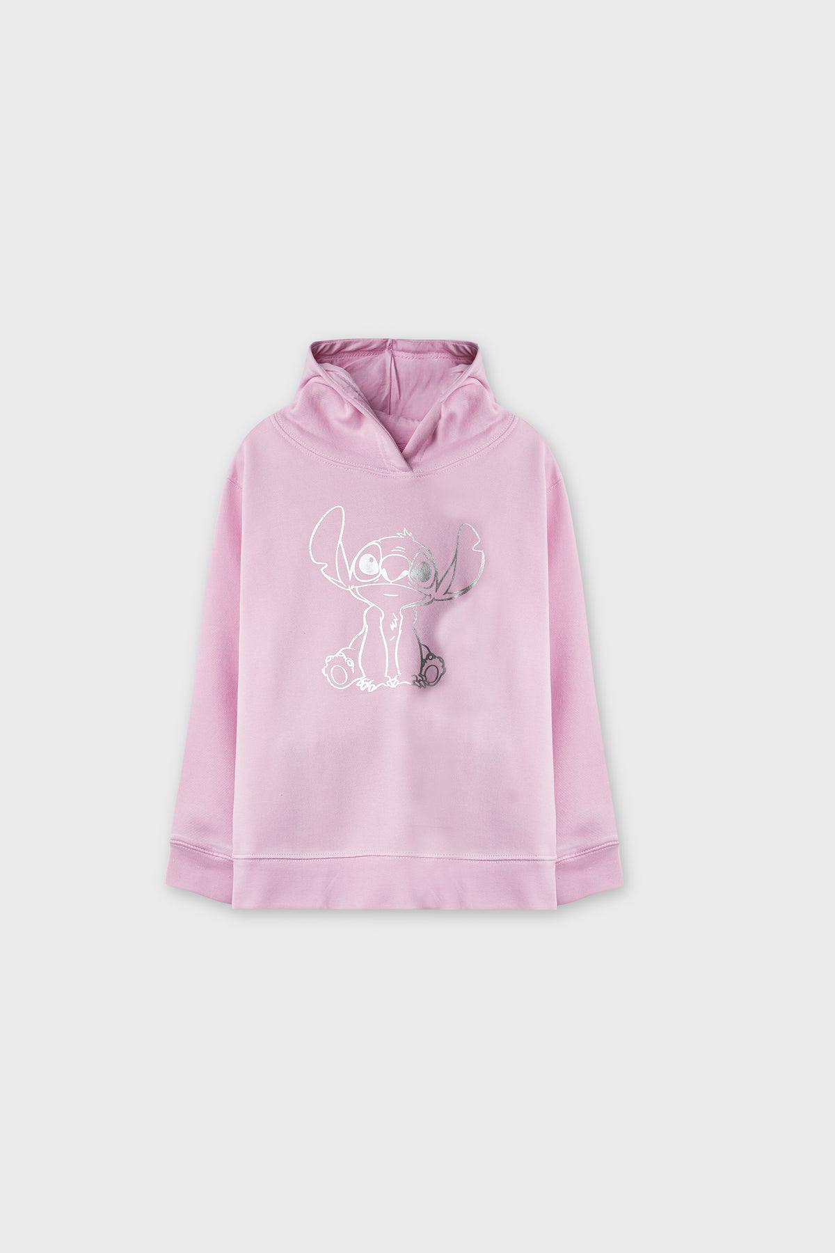 Girls Baby Pink Stich Fleece Hoodie