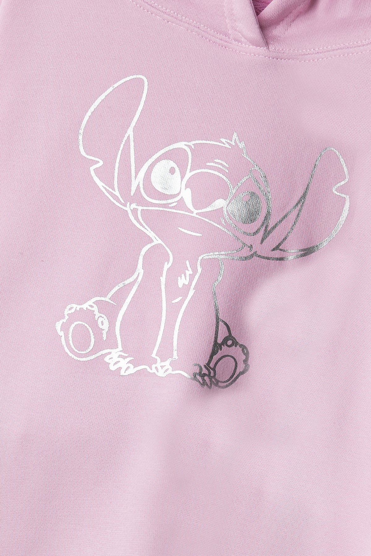 Girls Baby Pink Stich Fleece Hoodie