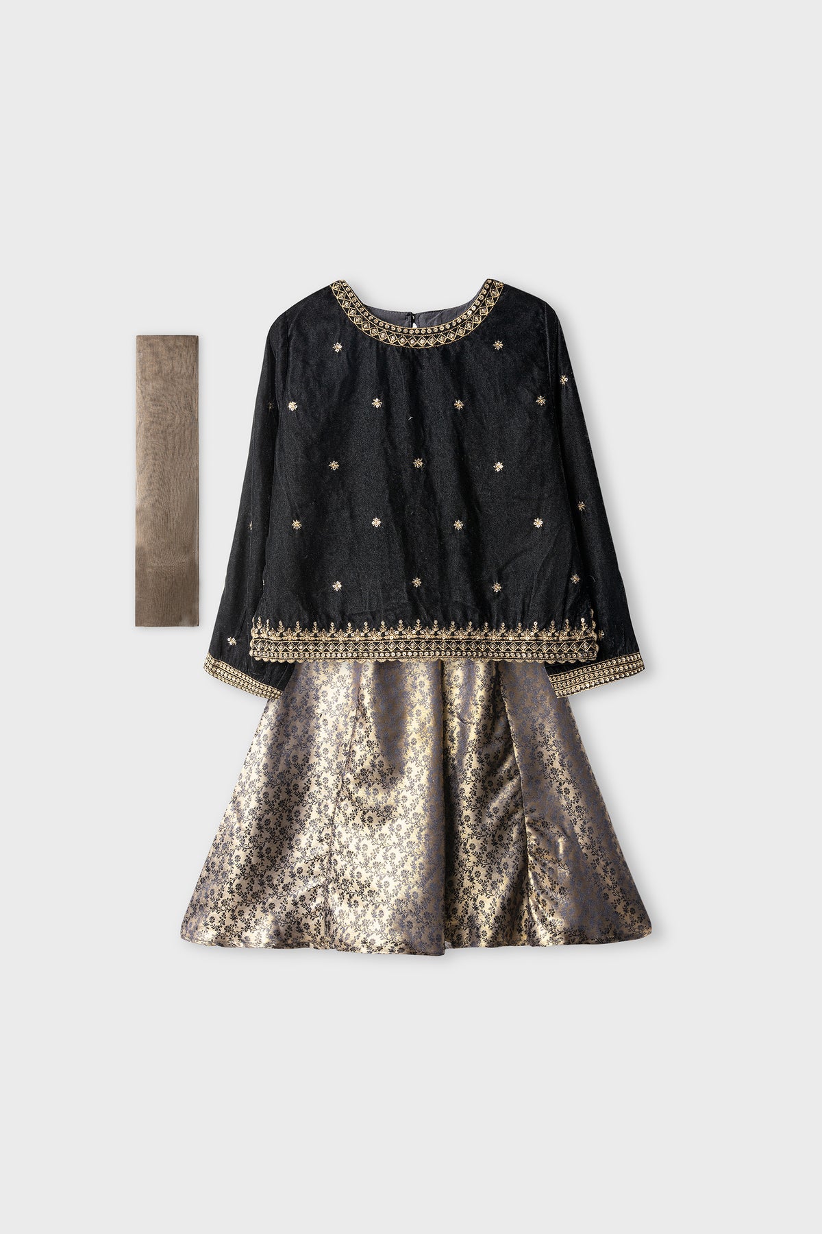Majestic Gold & Black Lehnga Set - 3pc