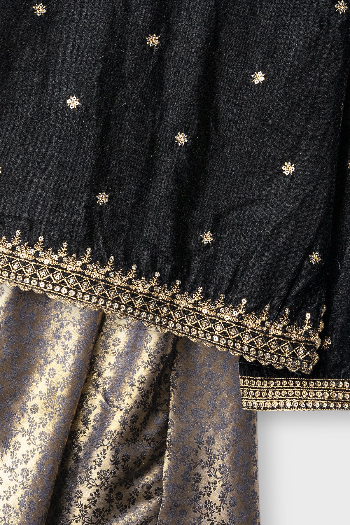 Majestic Gold & Black Lehnga Set - 3pc