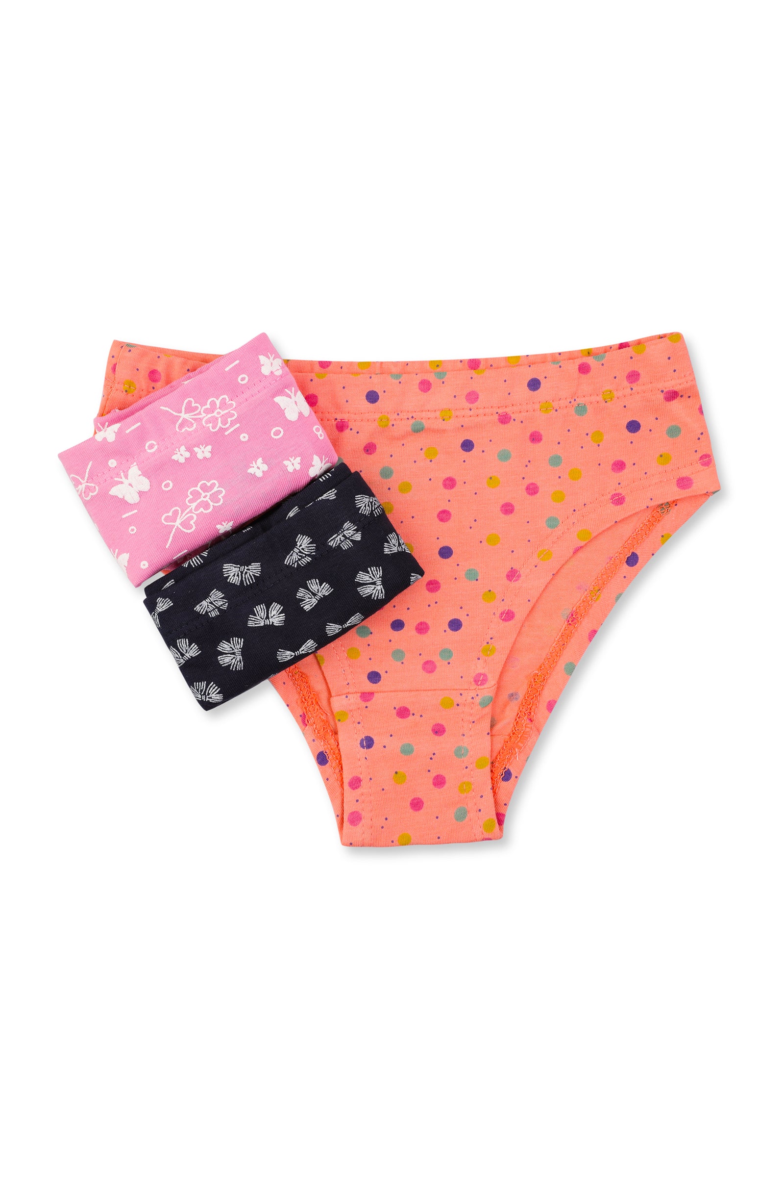 Girls Briefs With Elastic Band , Assorted (3-Pack Set)