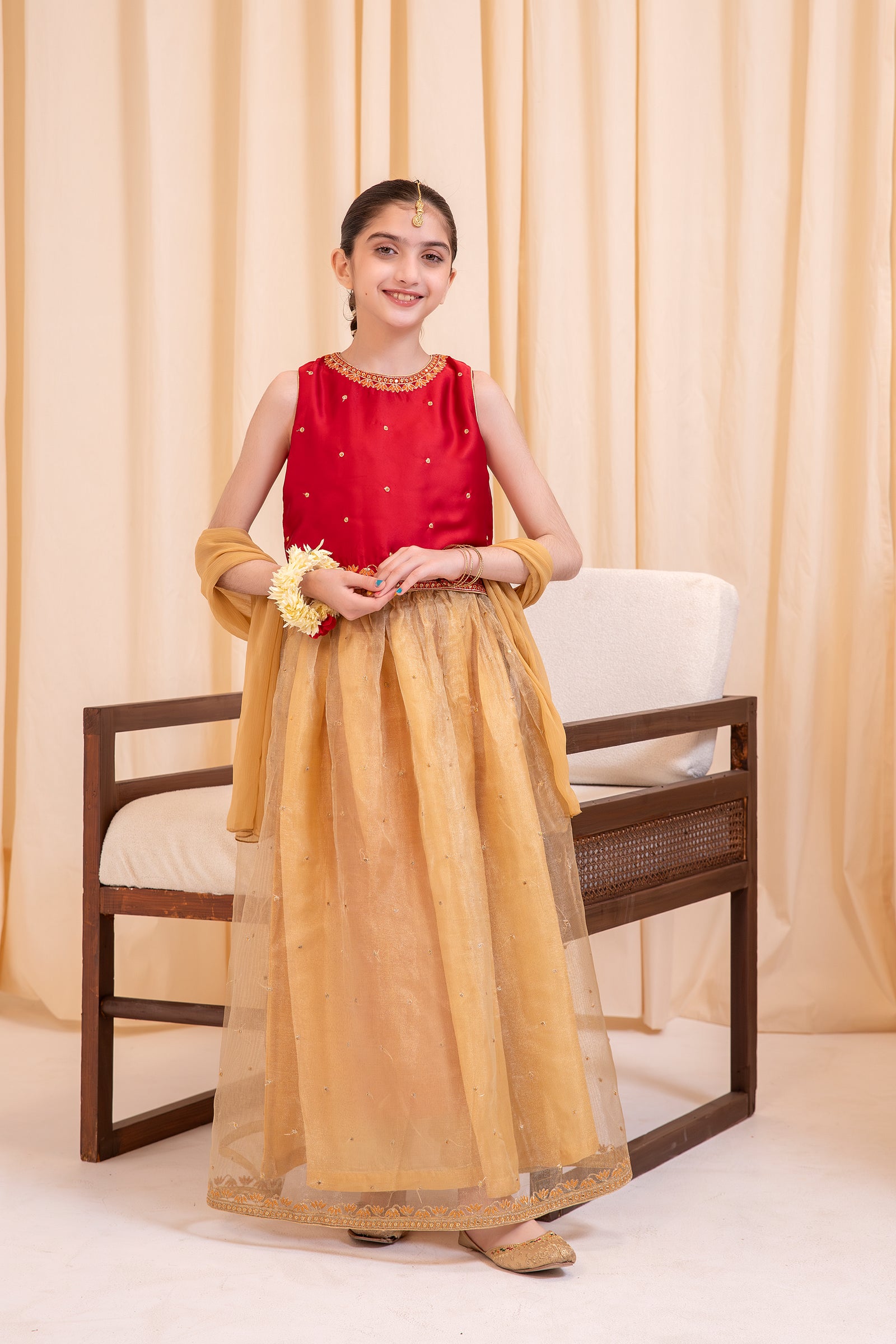 Maroon Fancy 3-piece Lehnga Choli Set