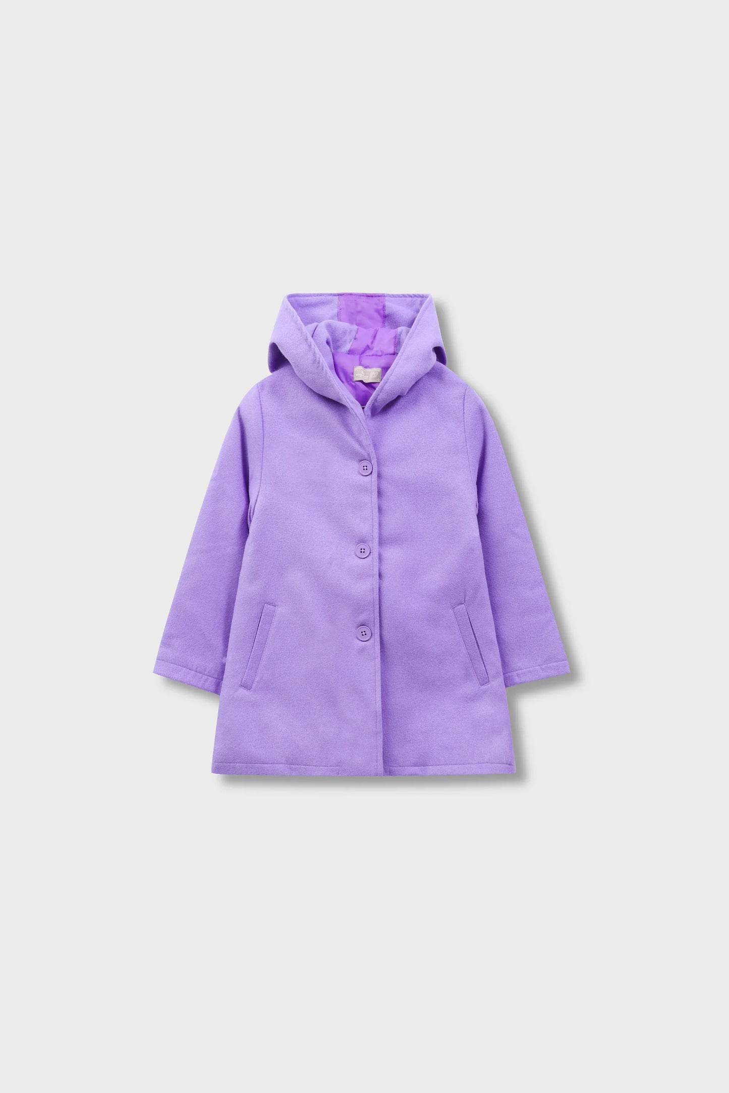 Girls Purple Hooded Felt Coat