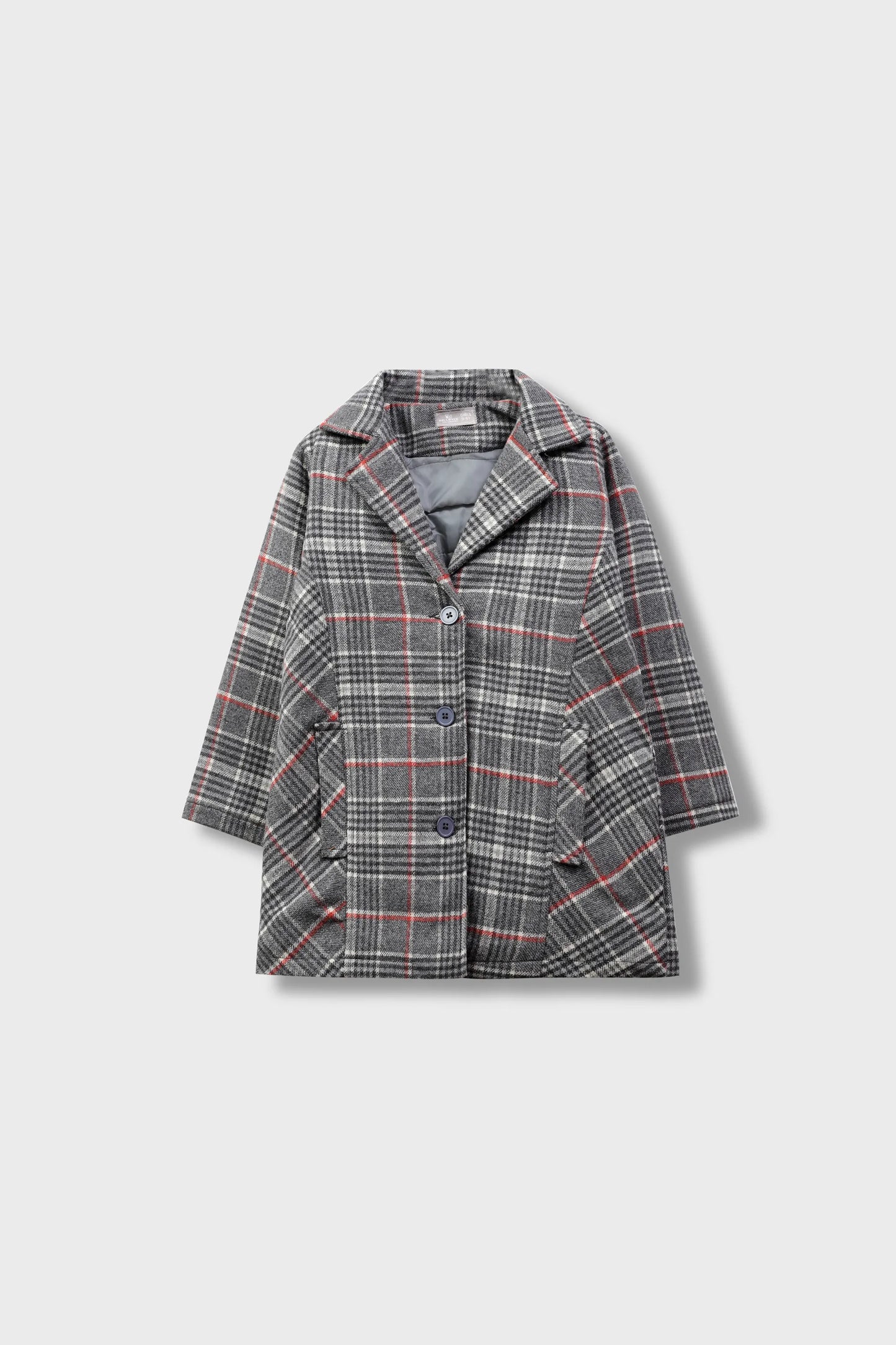 Girls' Green Checkered Felt Coat