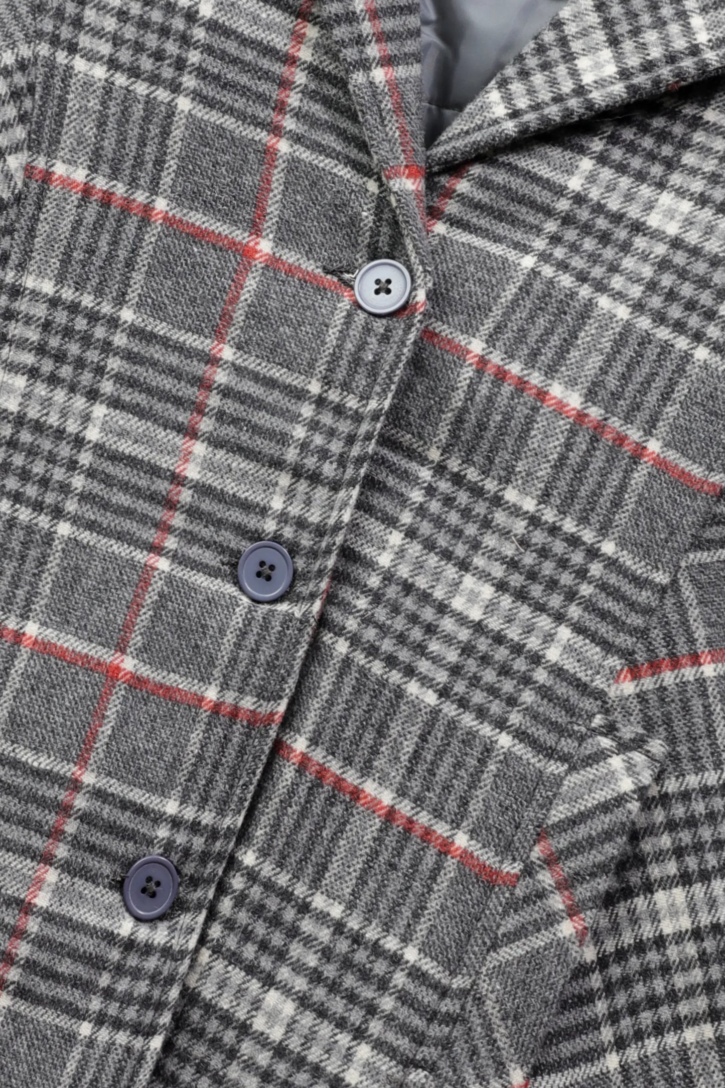 Girls' Green Checkered Felt Coat
